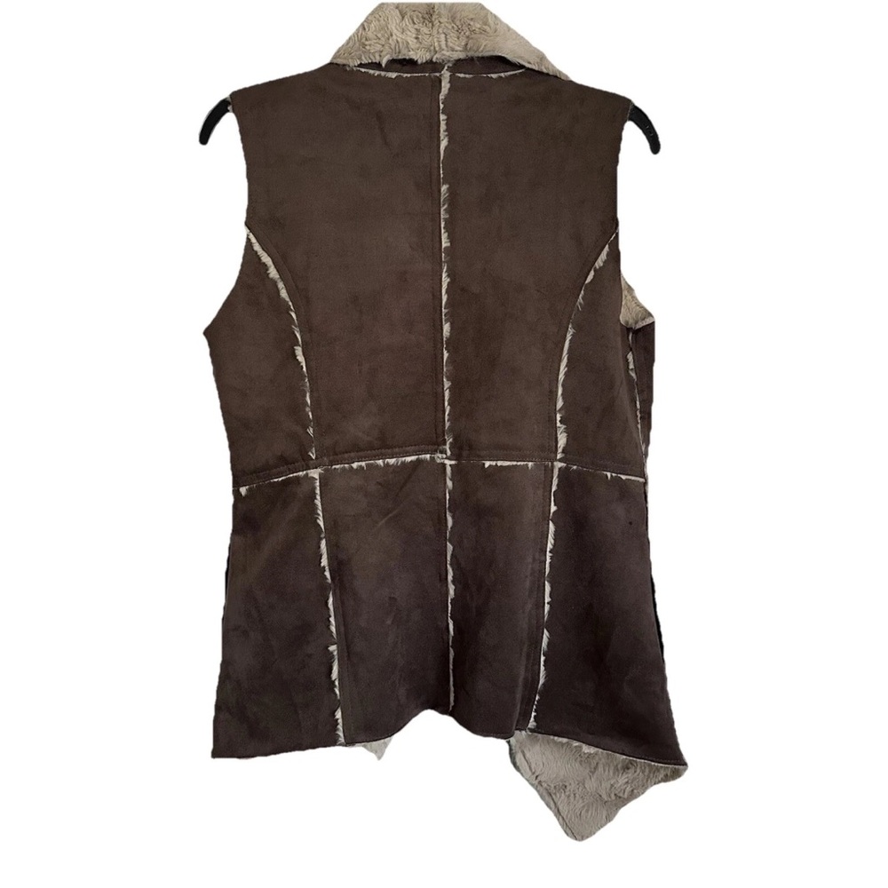 Faux Leather Womens S Open Front Vest Boho Western Country Equestrian Cowgirl - Picture 2 of 10